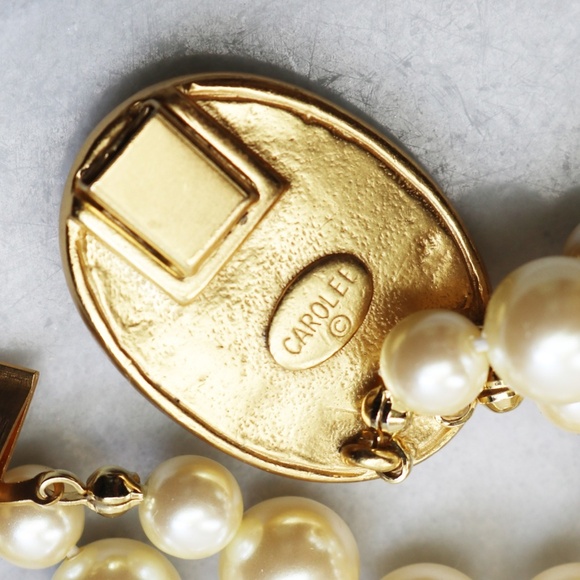 Vintage Carolee 3-Strand 9mm Pearl Bracelet - Picture 10 of 15